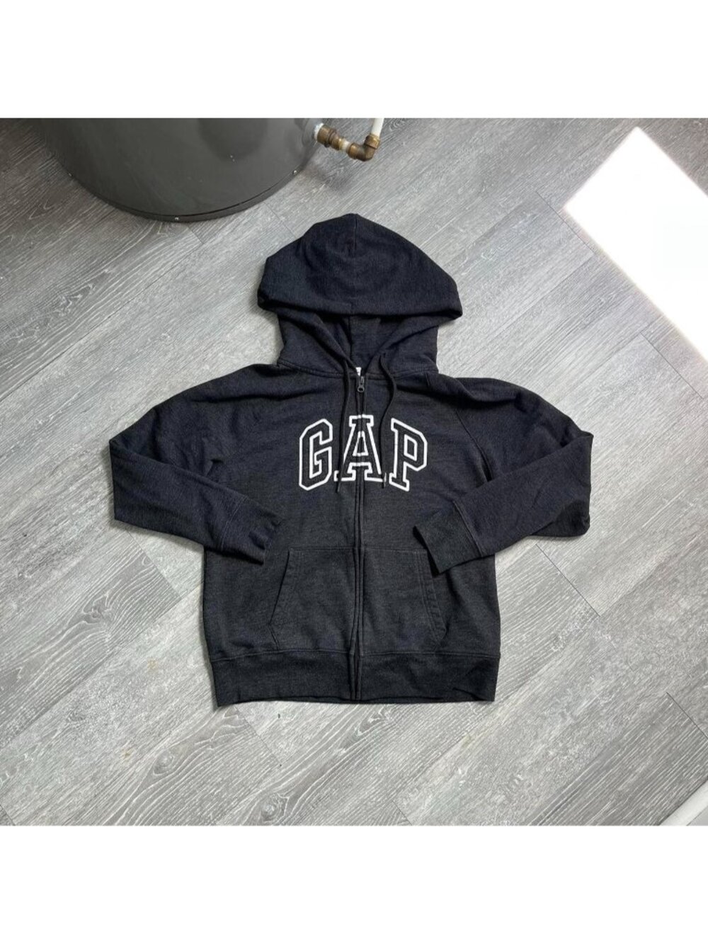 Charcoal Grey / White Gap Full Zip-Up Hoodie / Sweater